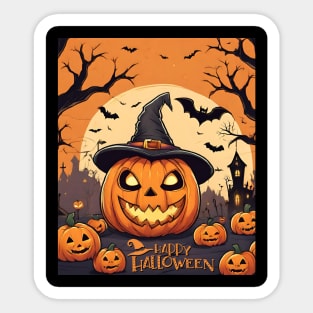 Happy Halloween with carving pumpkin Sticker